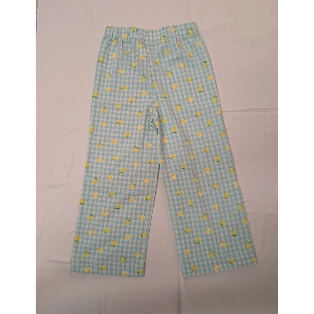 btween Girls Lemon Gingham Capri Pants Elastic Waist Size 6